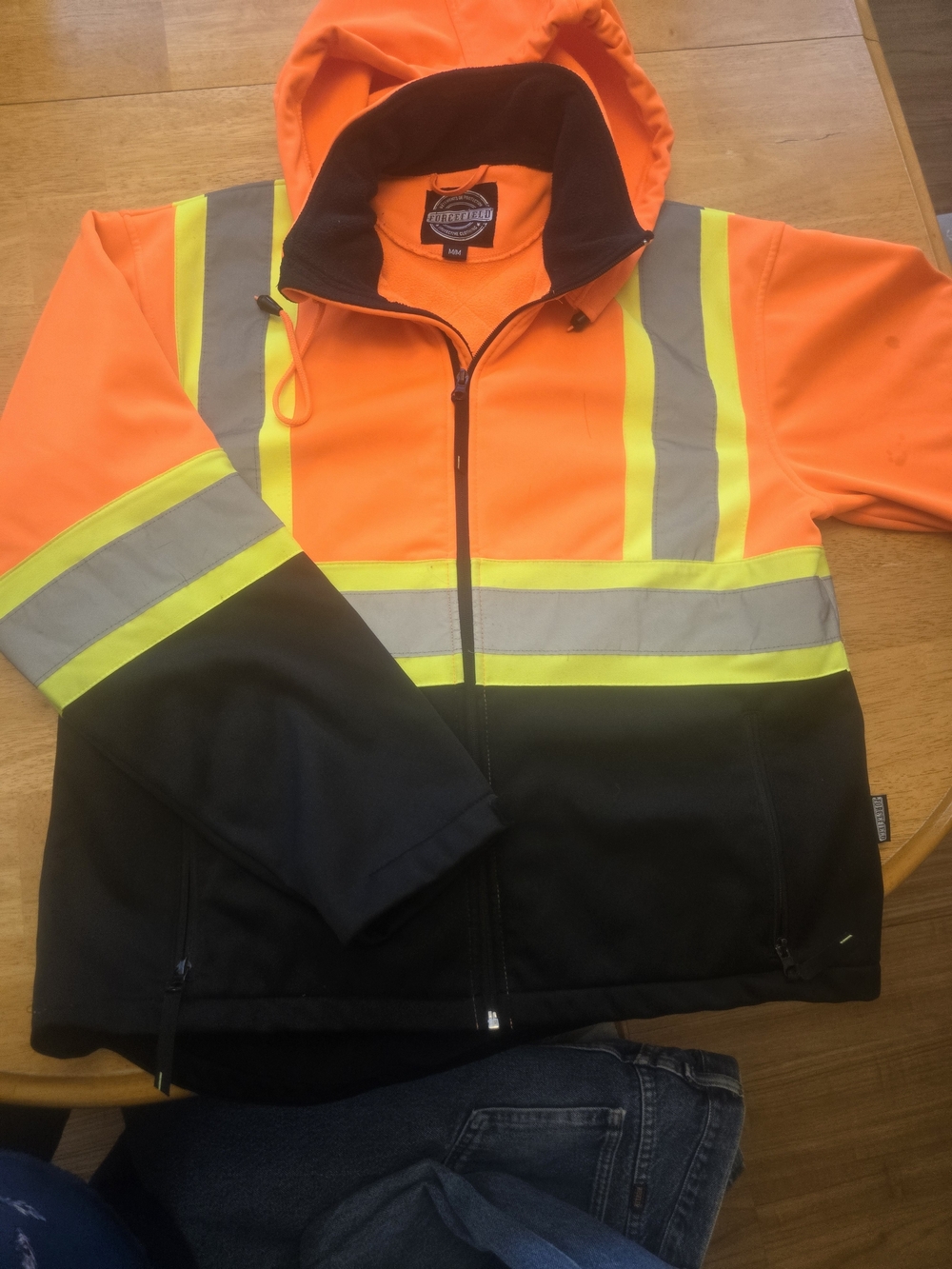 High-Visibility Orange & Black Mens Safety Hoodie Jacket